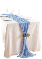 En stock Nappe de table froissée en gaze rouge violacé translucide pour mariage, style américain, transparente