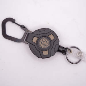 Garantie de qualité Anti-perte Mousqueton tactique en ABS Porte-badge à enrouleur avec cordon métallique rétractable 45g 151mmx42mmx16mm - Product Image 2