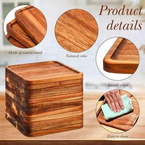 Bandejas de servicio anidadas de madera de acacia más grandes, diseño moderno para fiestas y uso doméstico - Product Image 6