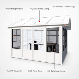 Moderna y Duradera Terraza Acristalada de Aluminio con Techo 100% Impermeable - Fácil de Instalar, Cerramiento de Patio DIY a <span class=keywords><strong>Precio</strong></span> de Fábrica - Product Image 3