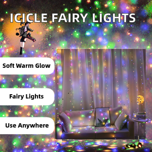 Nouvelle conception, guirlande lumineuse LED en forme de glaçon IP65 de 3 m, rideau de lumières féériques, guirlande de Noël, pour l'extérieur et l'intérieur, pour mariage, fête, maison, jardin - Product Image 2