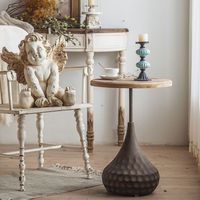 Ensemble nordique de luxe en bois massif avec décor en métal noir pour le salon Tables basses rondes et modernes pour la maison