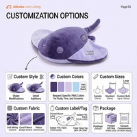 Peluche Raie Manta Violette Personnalisée, Jouet en Peluche Doux, Figurine Animale Marine, Décoration Maison, Faible MOQ, Fournisseur de Services OEM ODM