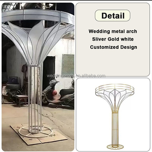 Thiết kế hiện đại Vàng Bối cảnh đám cưới nền sân khấu lớn và lối vào trụ cột cho sự kiện trang trí - Product Image 4