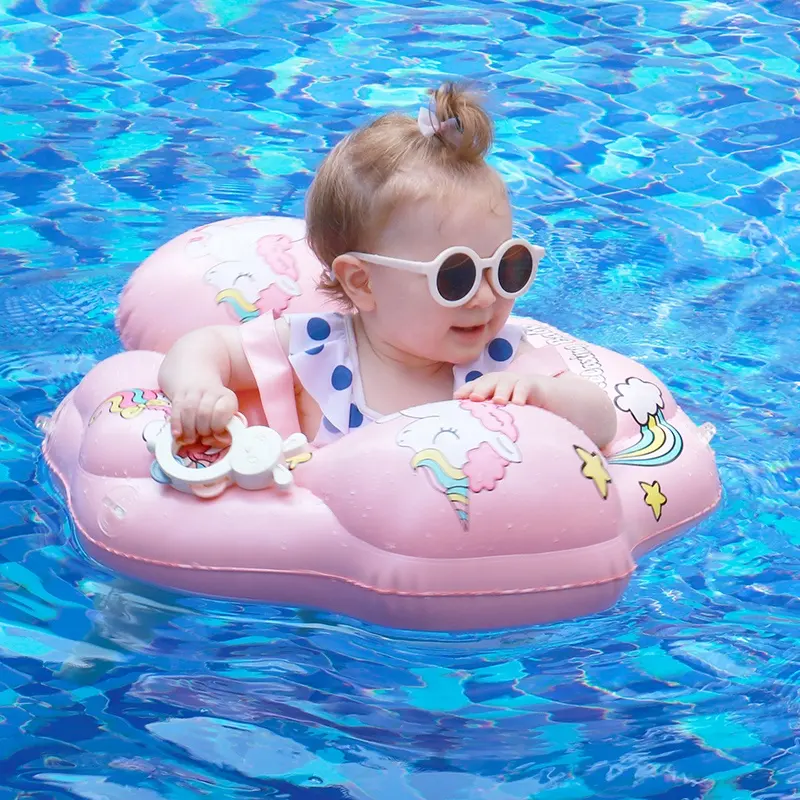 Factory Wholesale Cute Inflatable Swimming Ring UPF 50+ Safe Swimming Trainer Baby Float For Pool