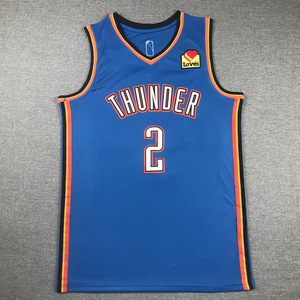 Maillots <span class=keywords><strong>de</strong></span> <span class=keywords><strong>basket</strong></span>-ball brodés et gaufrés en gros Thunder Jersey 2 Gilgeous 7 Holmgren – Hauts <span class=keywords><strong>de</strong></span> sport - Product Image 2