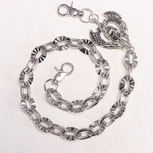 โซ่คาดเอวโลหะผสมสังกะสี จี้รูปปีกหัวกะโหลก สไตล์ฮิปฮอป ลำลอง สำหรับใส่กับกางเกงยีนส์ แบบชั้นเดียว - Product Image 3