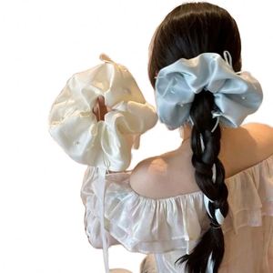 Accessoires pour cheveux : Chouchous en tissu satiné élégants, style ballet, décontractés et raffinés, avec nœud en ruban - Product Image 1