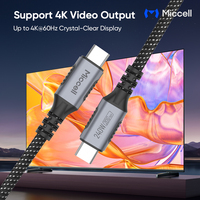Câble de charge rapide Miccell PD 240W 5A Type-C avec alliage d'aluminium et matériau en nylon pour ordinateur