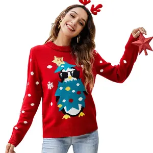 Hochwertiger hässlicher Weihnachts pullover für Damen im Großhandel Einzigartige Mode Plus Size Strick pullover mit vollen Ärmeln