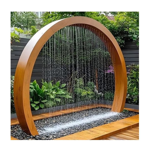 Corten Stainless Steel Outdoor Water Fountain <b>Garden</b> <b>Waterfall</b> Rain Curtain - Product Image 1