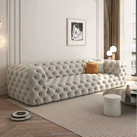 Canapé convertible Chesterfield américain haut de gamme nordique moderne pleine boucle couleur Champagne Design minimaliste Internet extensible