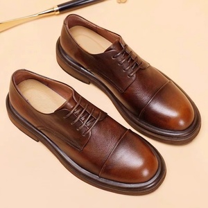 Chaussures habillées de luxe pour hommes, en cuir véritable, à lacets, bout pointu, pour le printemps, l'automne et l'été, semelle en caoutchouc - Product Image 4