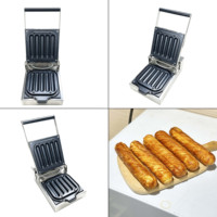 Machine à gaufres et bâtonnets de hot-dogs électriques professionnels 5 trous, 1230W, pour gaufres croustillantes et corn-dogs