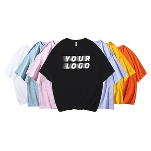 Custom Heren Oversized T-shirt Print Logo 100% Katoen Plus Size T-shirt Grote En Lange Shirts Losse Fit T-shirt