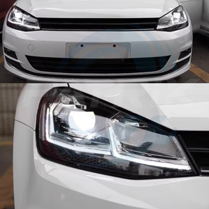 Fari Anteriori Modificati per Volkswagen <span class=keywords><strong>Golf</strong></span> 6 MK6 2010-2014, Gruppo Luci con Indicatori di Direzione, Fari LED <span class=keywords><strong>7</strong></span>.5 Mk7, Luci Diurne - Product Image 5