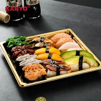 1209 Conteneurs d'emballage jetables pour sushi Emballage de plateau à sushi Boîte transparente en plastique avec couvercle anti-buée