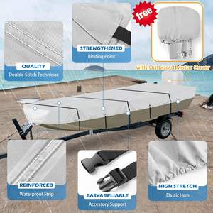 Copertura Impermeabile per Ormeggio e <span class=keywords><strong>Motore</strong></span> OBD 300DPU, Resistente, Adatta al Traino, in Tela di Poliestere Grigia di Grado Navale, Larghezza >120 pollici, 14'-18' - Product Image 2