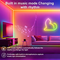 Kit de bande LED néon RGBIC intelligente - 5V USB, étanche, synchronisation musicale, contrôle vocal et par application, lumière flexible pour la décoration DIY de la maison/les fêtes
