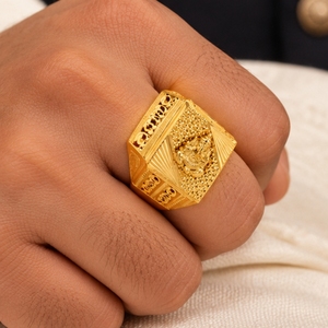 Gold Religious <b>Ring</b> <b>for</b> <b>Men</b> Indian Traditional Sacred Motif Designer Finger <b>Ring</b> Jewelry <b>for</b> Daily Wear Wholesale Custom OEM - Product Image 5