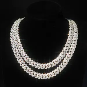 Rts 2 Rows Cuban Link Chain With GRA Vvs Diamond Moissanite 925 Silver 8 Mm To 20 Mm Wide For Rapper Hiphop Jewelry