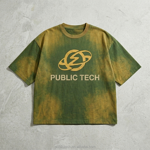 Camiseta de Hombre Personalizada OEM/ODM, 250 g/m², 100% Algodón, Impresión Serigráfica, Estilo Holgado de Lujo, Lavado Ácido, Efecto Desgastado, Manga Corta - Product Image 1