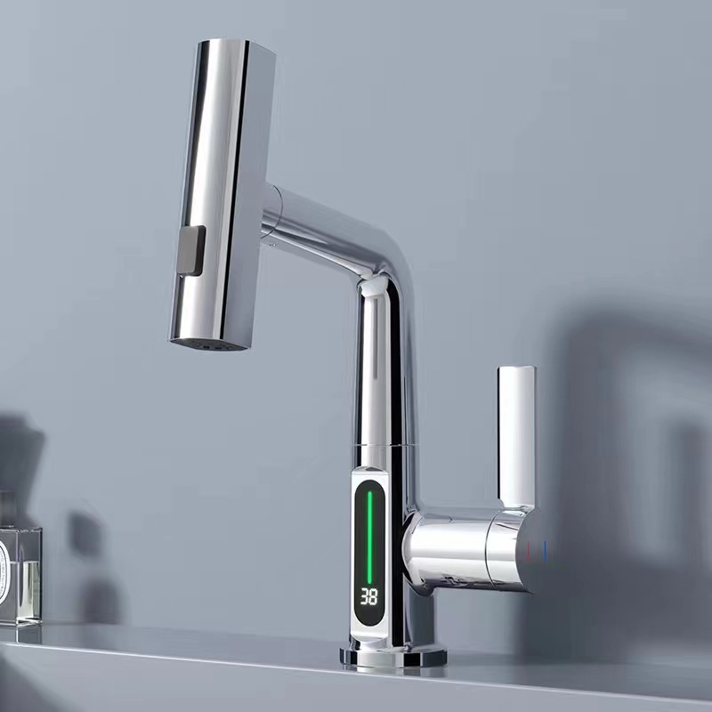 Silver pulling faucet with water inlet pipe