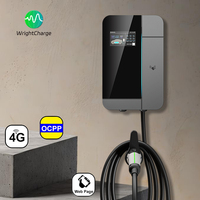 Cargador de Pared para Vehículos Eléctricos de 7kW, Nivel 2 AC, para Estacionamientos Públicos, con RFID, OCPP, WiFi, DLB, Tipo 1/Tipo 2/GB/NACS, Uso con WrightCharge