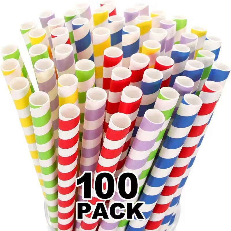 8mm 7mm 6mm 5mm 9mm 10mm 12mm Custom Printed Paper Straws Eco Friendly Length 190 210 230mm