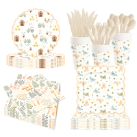 Ensemble de vaisselle jetable DAMAI au design moderne d'animaux de la ferme, assiettes, gobelets, serviettes, pour les fêtes d'anniversaire des enfants