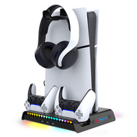 Support vertical PG-P5S006 pour station de charge PS5, support de rangement avec éclairage RVB pour support de chargeur PS5