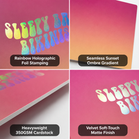 Cartes de remerciement personnalisées avec insert dégradé Aurora et feuille holographique argentée, dégradé vibrant, format personnalisé, pour petites entreprises