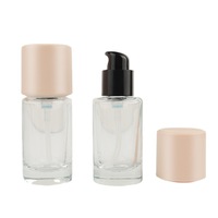 Bouteille en verre ronde personnalisable de 30 ml, flacon vide pour fond de teint, tête de pompe pressoir givrée, bouchon rose, flacon de lotion, conteneur cosmétique