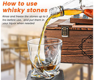 Custom Wholesale Basalt Whiskey Ice Stone Slate Coaster Set <b>Twisted</b> Whisky Glass Gift for Men Dad Hubby <b>Bar</b> Accessories - Product Image 3