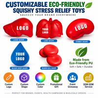 Balle anti-stress souple en PU écologique en forme de cœur rouge avec impression typographique, logo personnalisé, vente en gros, jouet à presser très populaire