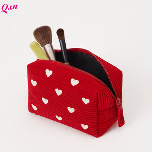 Impression personnalisable velours côtelé velours maquillage cosmétique toilette soins de la peau organisateur fermeture éclair beauté cadeau sac nécessaire avec Logo - Product Image 1
