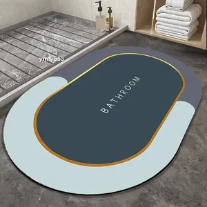 Custom Non Slip Water Absorbent Rugs Rubber Door Mats Diatom Mud Bathroom Floor Mat Set Anti Slip Diatomite Bath Mat