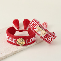 Bracelet fait main pour femmes à la mode européenne américaine réglable lettre broderie bracelets tressés bracelets personnalisés