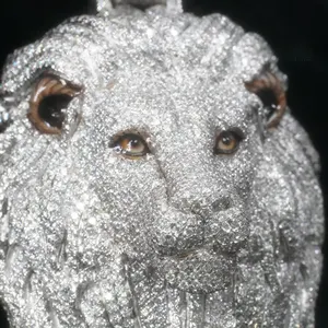 תליון אריה 3D אייס אאוט S925 מויסניט יהלום עיצוב אופנה ראפר מותאם אישית היפ הופ מויסניט תליון שרשרת יהלומים