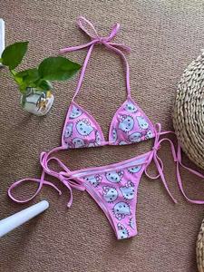 Nuovo <span class=keywords><strong>Bikini</strong></span> Cartoon HelloKitty 2025 per le Vacanze, <span class=keywords><strong>Sexy</strong></span> e Carino, Set Due Pezzi con Logo in Vita, Taglie Forti, Schiena Scoperta - Product Image 6