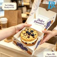 Boîte à biscuits pliante avec logo imprimé sur mesure, résistante à la graisse, en papier recyclable, pour une seule pièce, pour boulangerie