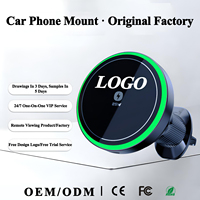 Support de téléphone magnétique pour voiture avec charge rapide sans fil, ventilateur turbo 25W, éclairage ambiant vert, logo personnalisé