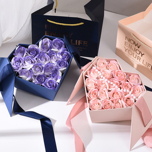 Double-door Polygonal Box <b>Gift</b> Box With Satin Ribbon <b>Pink</b> Rigid Paper Box For Craft And Gifting High End Packaging - Product Image 4
