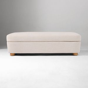 Puf Tapizado en Tela Beige - Banco Moderno <span class=keywords><strong>para</strong></span> el Pie <span class=keywords><strong>de</strong></span> <span class=keywords><strong>la</strong></span> <span class=keywords><strong>Cama</strong></span> con Patas <span class=keywords><strong>de</strong></span> Madera |   Taburete <span class=keywords><strong>de</strong></span> Almacenamiento <span class=keywords><strong>para</strong></span> Sala <span class=keywords><strong>de</strong></span> Estar <span class=keywords><strong>de</strong></span> Hotel - Product Image 3