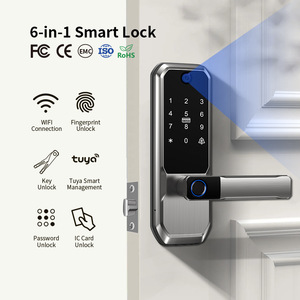Serrure intelligente sans perçage pour porte en bois, avec reconnaissance d'empreintes digitales, Wi-Fi, multi-déverrouillage, fonction œil de chat et design graffiti, pour le commerce transfrontalier - Product Image 2