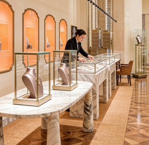 Table d'exposition de bijoux ovale avec éclairage LED |   Colonnes décoratives supportant des vitrines <span class=keywords><strong>en</strong></span> <span class=keywords><strong>verre</strong></span> |   Boutique de bijoux de luxe - Product Image 3