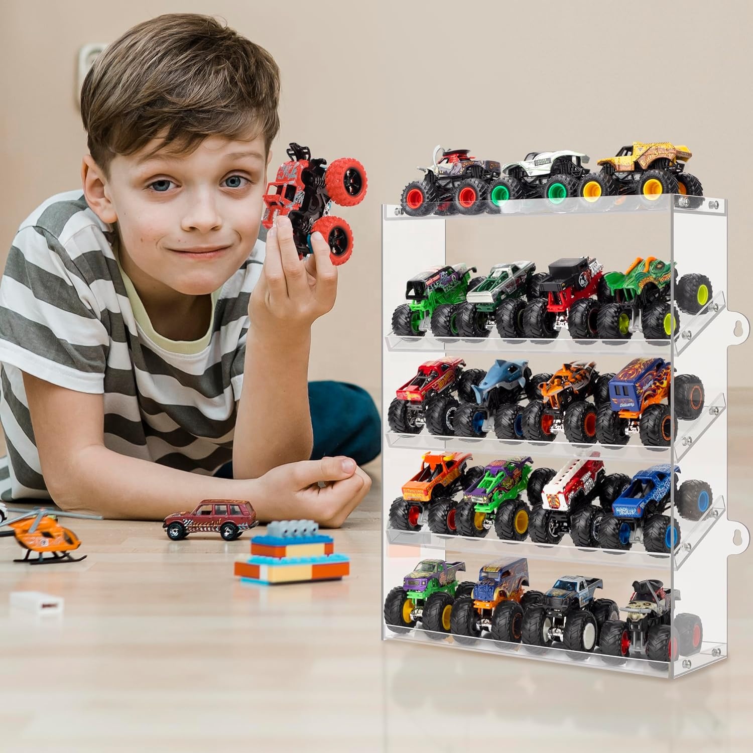 5 Tiers Acrylic Display Case for Monster Jam Trucks - Customizable ODM