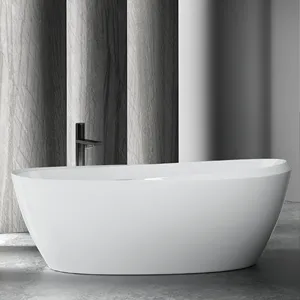 Custom Size Bathtub Luxury Bathroom Freestanding Artificial White Acrylic Solid Surface Bath Tub Bathtub