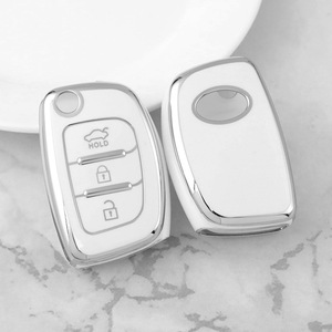 Housse de <span class=keywords><strong>clé</strong></span> en TPU à 3 boutons argentés pour <span class=keywords><strong>Hyundai</strong></span> Tucson L/Sonata-Étui de protection anti-rayures avec crochet - Product Image 3