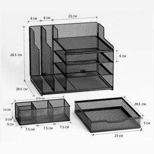صينية أحرف ورقية للمكتب من 4 طبقات ، صواني ملفات للمنزل والمدرسة أو المكتب مع مساحة تخزين وملحقات - Product Image 2